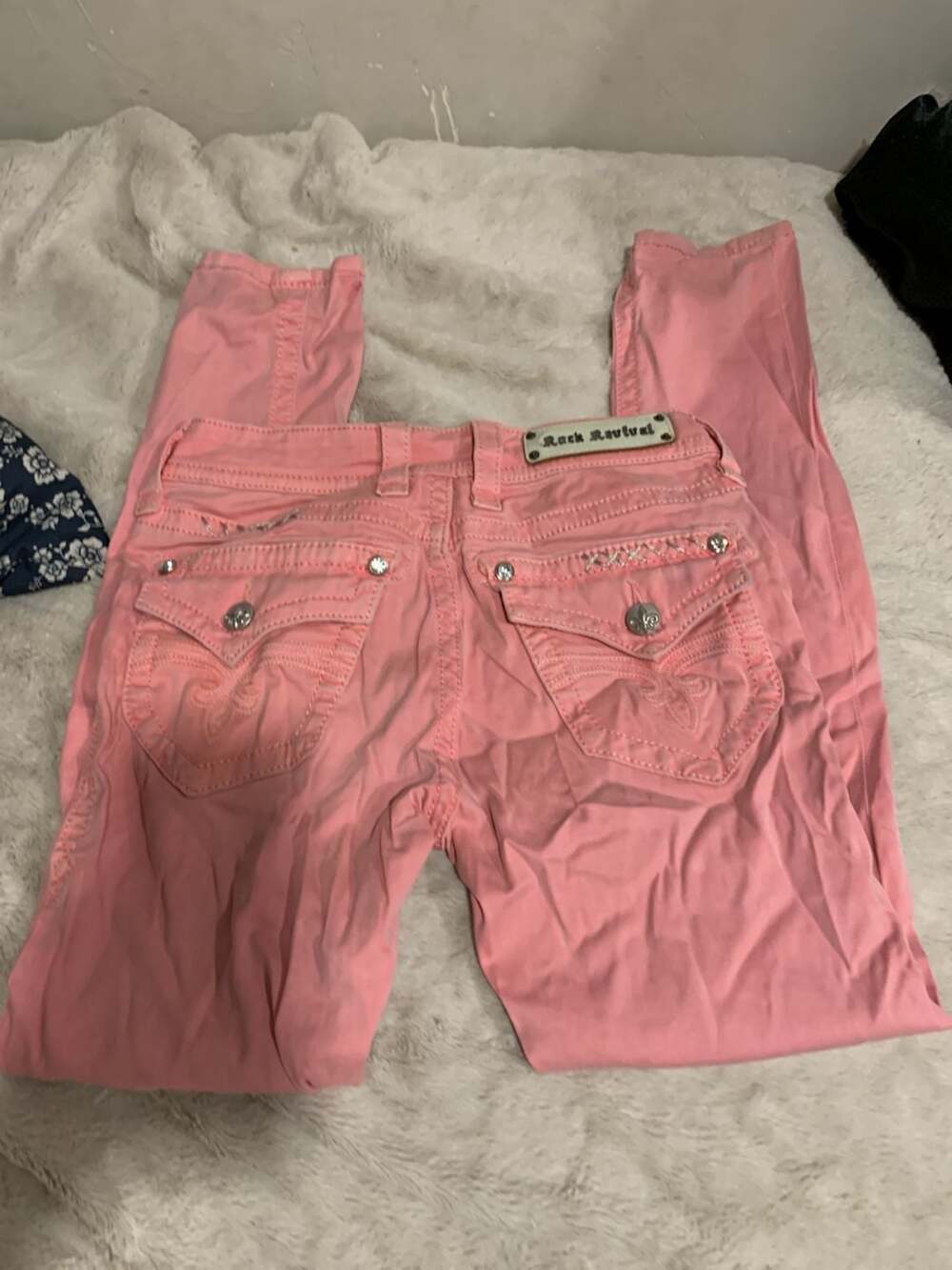 Rock Revival Jeans Size 28 Pink Flap Pocket Skinny Denim